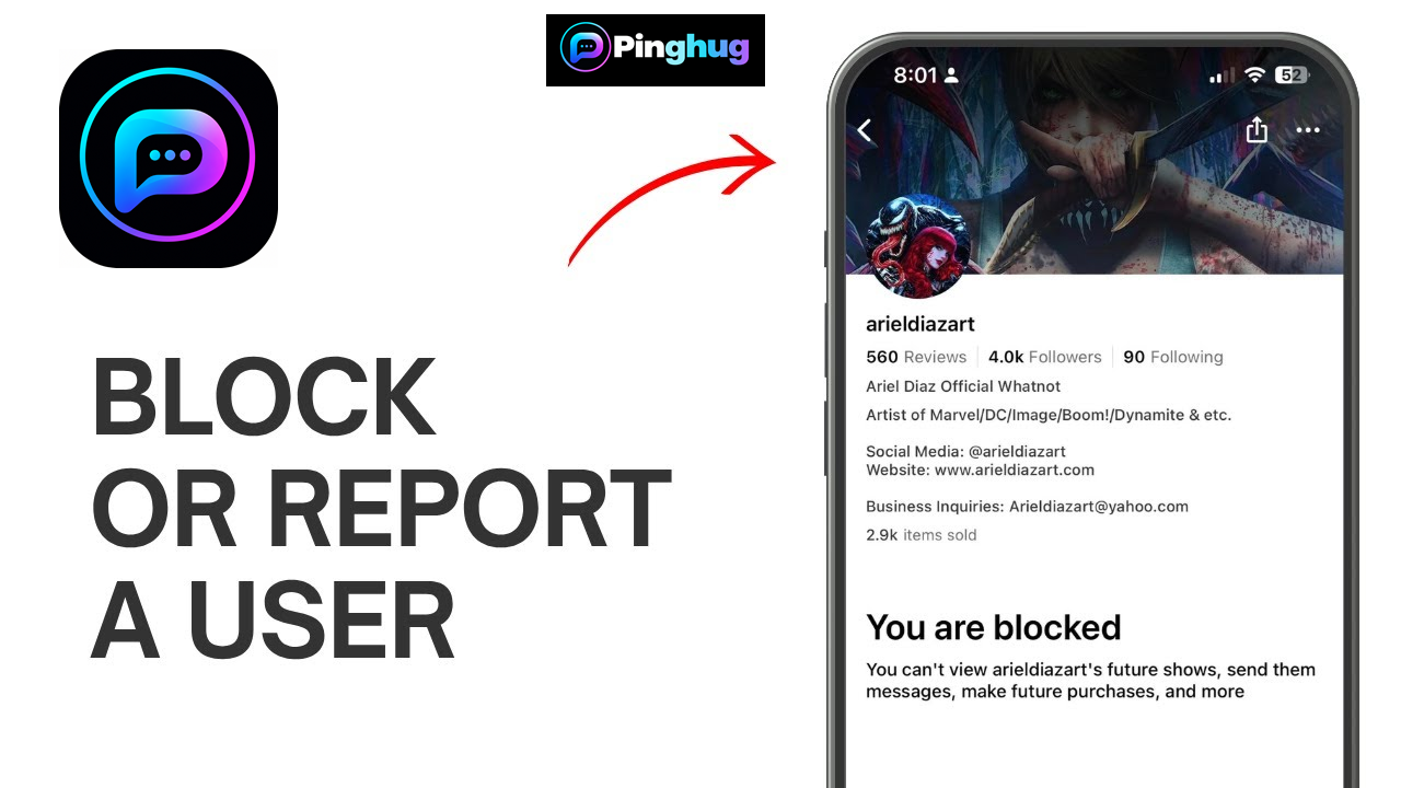 How to block and report a user on Pinghug